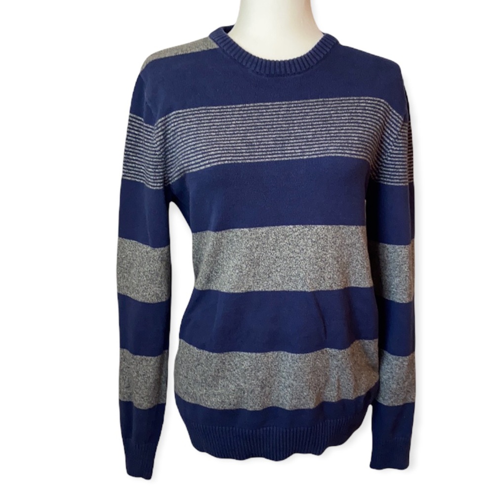 American Rag Men’s Blue and Gray Striped Sweater - Picture 1 of 5